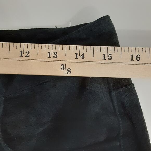 Vintage 90s 100% Leather Black Suede Wide Leg Bootcut Pant Juniors 7/8 Horseback - Picture 9 of 13